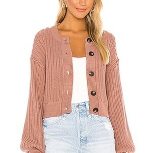 Free People All Yours Button-Up Cardigan Dusty Rose Pink